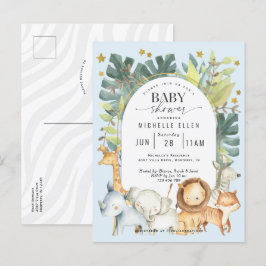 Schattigee Baby Boy Modern Safari oerwoud Animals  Uitnodiging Briefkaart