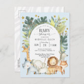 Schattigee Baby Boy Modern Safari oerwoud Animals  Uitnodiging Briefkaart (Voorkant / Achterkant)