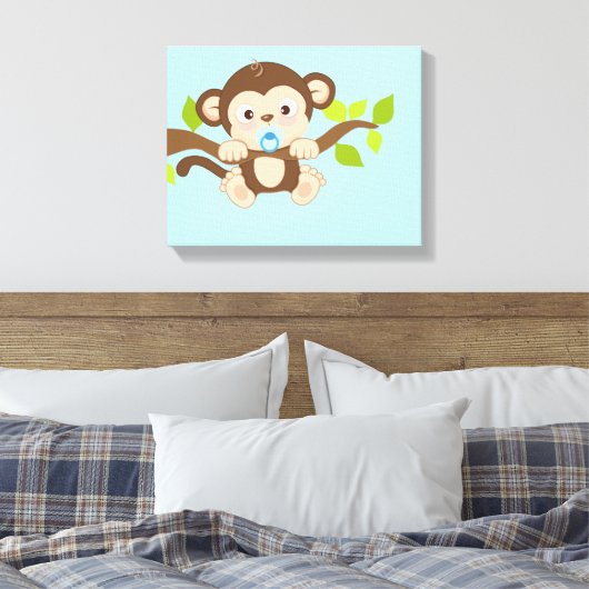 Schattigee Baby Boy Monkey Canvas Prints (Insitu (Slaapkamer))