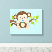 Schattigee Baby Boy Monkey Canvas Prints (Insitu (Houten vloer))