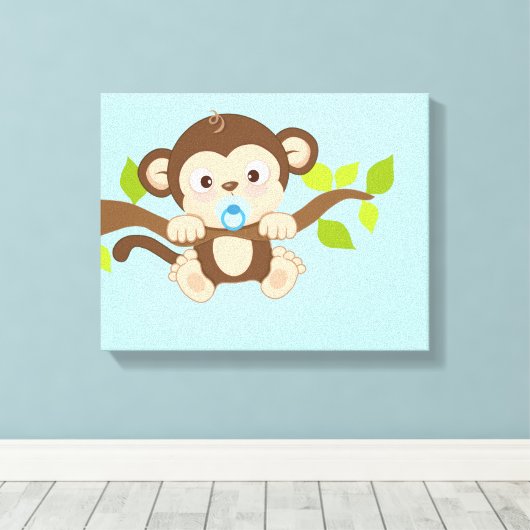 Schattigee Baby Boy Monkey Canvas Prints (Insitu (Houten vloer))