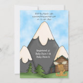 Schattigee Baby Boy Mountain Moose Baby shower Kaart (Achterkant)