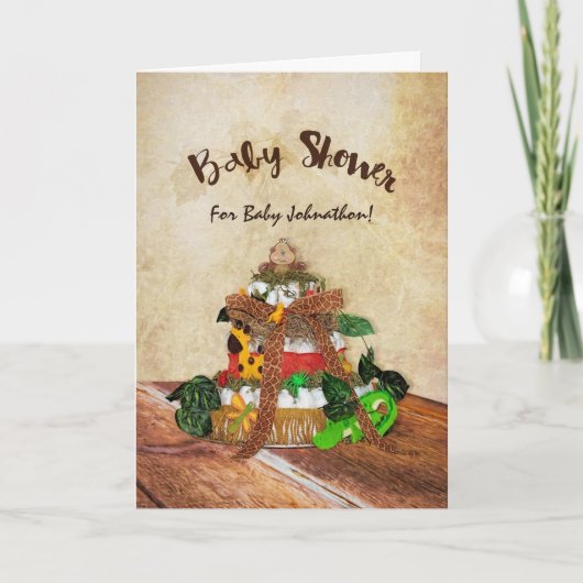 Schattigee Baby Boy Oerwoud Luiertaart Baby shower (Voorkant)