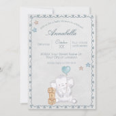 Schattigee Baby Boy Olifant en Ballon Waterverf Kaart (Voorkant)