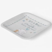 Schattigee Baby Boy Olifant en Ballon Waterverf Papieren Bordje (Gebogen)