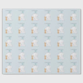 Schattigee Baby Boy Olifant Waterverf Custom Naam  Cadeaupapier (Vlak)