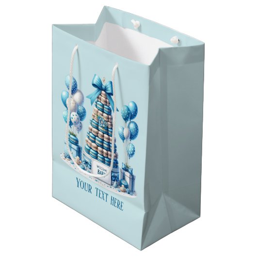 Schattigee baby boy shower party cookies medium cadeauzakje (Voorkant Gekanteld)