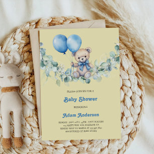 Schattigee Baby Boy Shower Uitnodigen – Blue Ballo Kaart