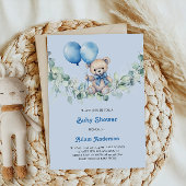 Schattigee Baby Boy Shower Uitnodigen – Blue Ballo Kaart