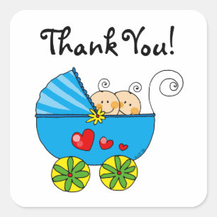 Schattigee baby boy tweeling dank u vierkante sticker