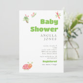 Schattigee Baby Bugs Lime Green Baby shower Kaart (Staand voorkant)