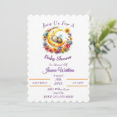 Schattigee Baby Bumble Bee Slaapt Op Een Halve Maa Kaart (Staand voorkant)