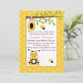 Schattigee Baby Bumblebee Meisje Baby Douche Uitno Kaart (Staand voorkant)