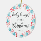 Schattigee Baby Bump's eerste kerst Holly Keramisch Ornament (Links)