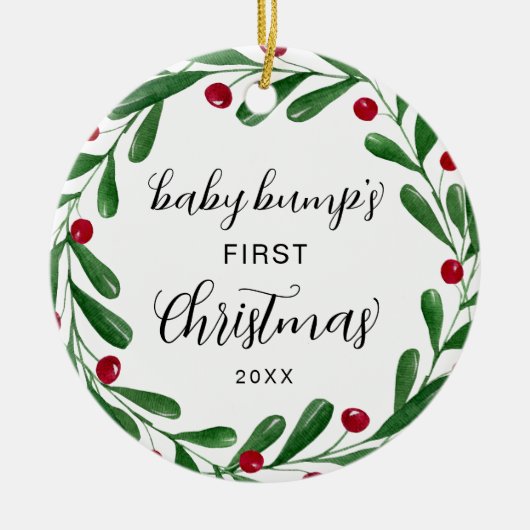 Schattigee Baby Bump's eerste kerstkrans Keramisch Ornament (Voorkant)