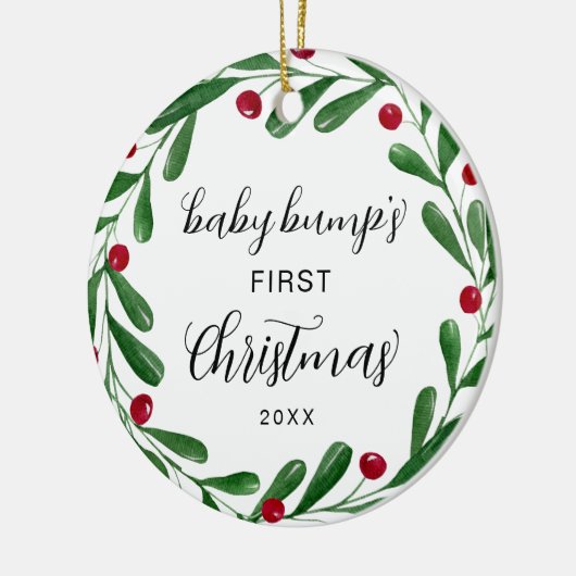 Schattigee Baby Bump's eerste kerstkrans Keramisch Ornament (Links)