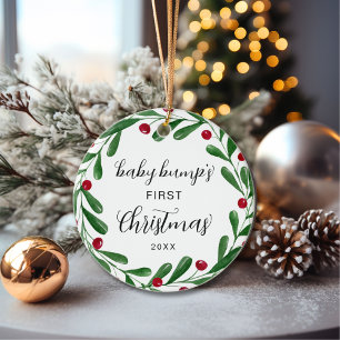 Schattigee Baby Bump's eerste kerstkrans Keramisch Ornament