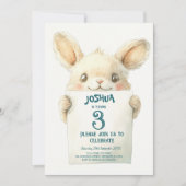 Schattigee Baby Bunny en Sign Kids verjaardagsfees Kaart (Voorkant)