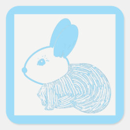 Schattigee Baby Bunny op blauw Vierkante Sticker