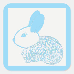Schattigee Baby Bunny op blauw Vierkante Sticker