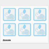 Schattigee Baby Bunny op blauw Vierkante Sticker (Vel)