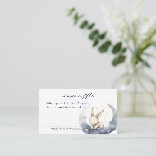Schattigee Baby Bunny op de maan met Stars Luier R Informatiekaartje (Staand voorkant)