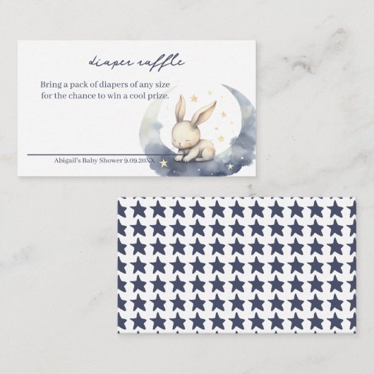 Schattigee Baby Bunny op de maan met Stars Luier R Informatiekaartje (Voorkant / Achterkant)