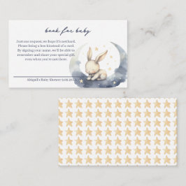 Schattigee Baby Bunny op de maan met sterrenboeken Informatiekaartje
