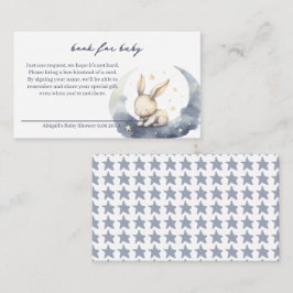 Schattigee Baby Bunny op de maan met sterrenboeken Informatiekaartje