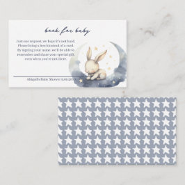 Schattigee Baby Bunny op de maan met sterrenboeken Informatiekaartje