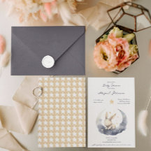 Schattigee Baby Bunny op een maan met sterren Baby