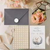 Schattigee Baby Bunny op een maan met sterren Baby Kaart