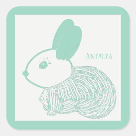 Schattigee Baby Bunny op Pastel Green Antalya Vierkante Sticker