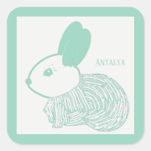 Schattigee Baby Bunny op Pastel Green Antalya Vierkante Sticker