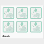 Schattigee Baby Bunny op Pastel Green Antalya Vierkante Sticker (Vel)