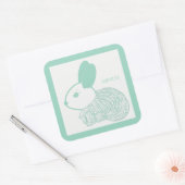 Schattigee Baby Bunny op Pastel Green Antalya Vierkante Sticker (Envelop)