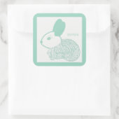Schattigee Baby Bunny op Pastel Green Antalya Vierkante Sticker (Tas)