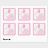 Schattigee Baby Bunny op roze Rebecca Vierkante Sticker (Vel)
