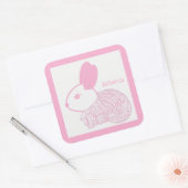 Schattigee Baby Bunny op roze Rebecca Vierkante Sticker (Envelop)