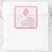 Schattigee Baby Bunny op roze Rebecca Vierkante Sticker (Tas)