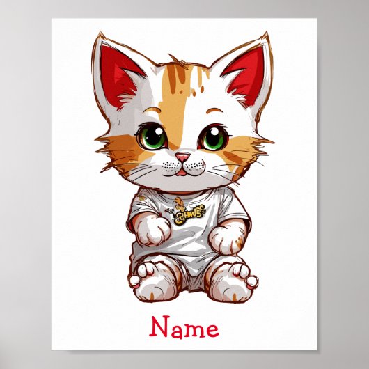 Schattigee Baby Cat aangepaste naam Poster (Voorkant)