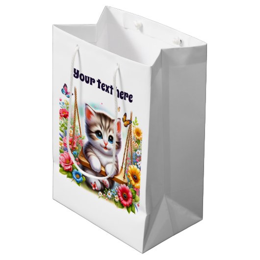 Schattigee baby Cat aanpasbaar Medium Cadeauzakje (Voorkant Gekanteld)