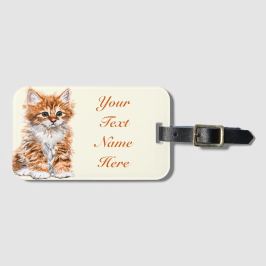 Schattigee Baby Cat Bagagelabel Aangepaste Tekstna (Voorkant (horizontaal))