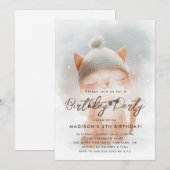 Schattigee Baby Cat Winter Verjaardagsfeest Kaart (Voorkant / Achterkant)