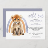 Schattigee Baby Cheetah Baby shower uitnodiging (Voorkant / Achterkant)