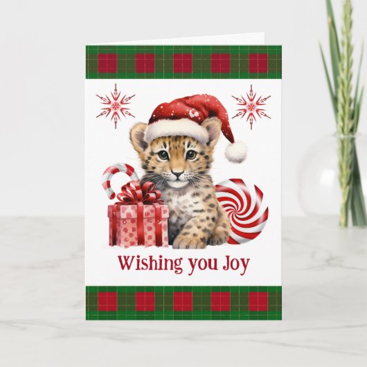 Schattigee Baby Cheetah Cub Big Cat Christmas Joy Feestdagen Kaart (Voorkant)