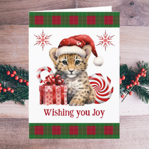 Schattigee Baby Cheetah Cub Big Cat Christmas Joy Feestdagen Kaart