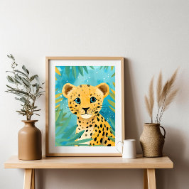 Schattigee Baby Cheetah met Blue Eyes Poster