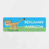 Schattigee baby cheetah running cartoon gepersonal labels (Design 2)