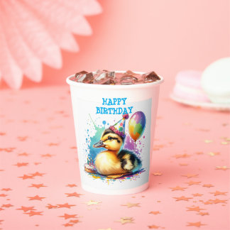 Schattigee baby chick Happy Birthday Papieren Bekers